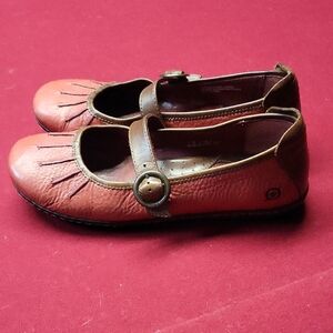 Born Coral and Brown Mary Jane Flats